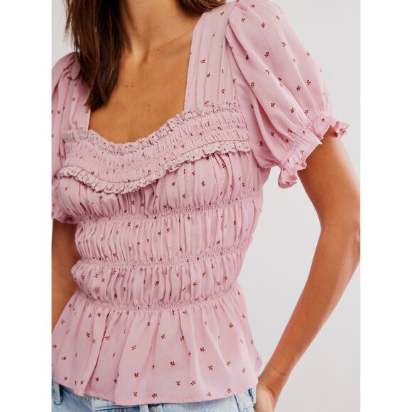 🆕 FREE PEOPLE Adore You Blouse / Bleached Mauve Combo - Picture 4 of 6